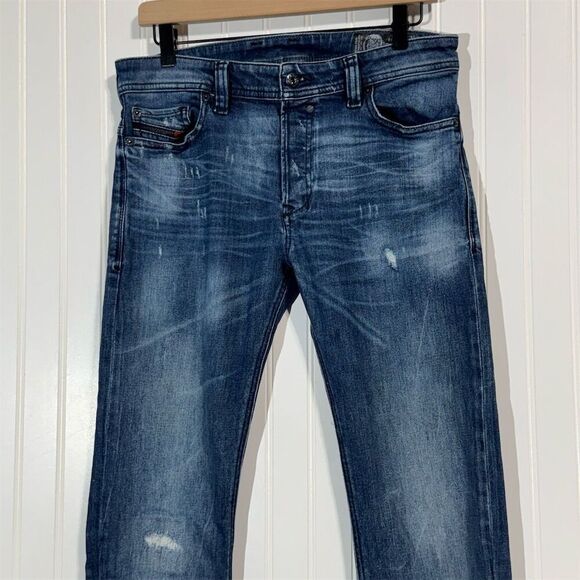 Diesel Safado Men’s Jeans W27 Slim Straight Distressed Dark Wash Denim Italy - Picture 2 of 7